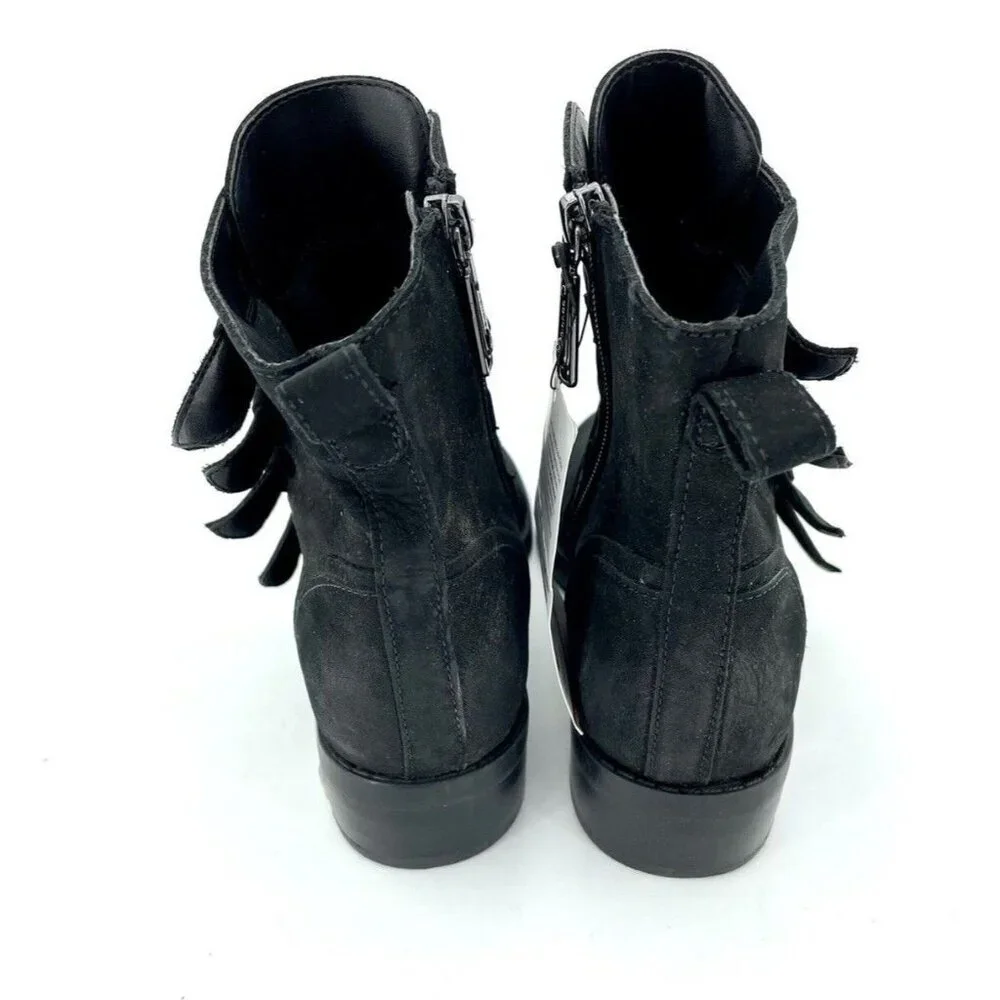 Blondo Womens Boots Elana Black Nubuck Suede Leather Ankle Straps SZ 6.5